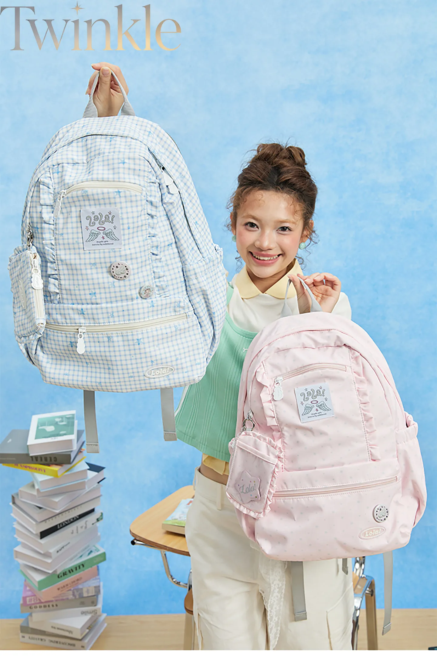 Plaid Lightweight Backpack Large Capacity School Bag Korean Style College Wind Daypack for Teen Girls Students