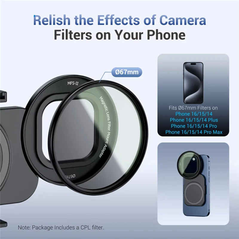 

67Mm Magnetic Lens Filter Adapter Kit Withcpl Filter&Pouch Foriphone 16 Pro Max Plus Enhance Your Mobile Photography