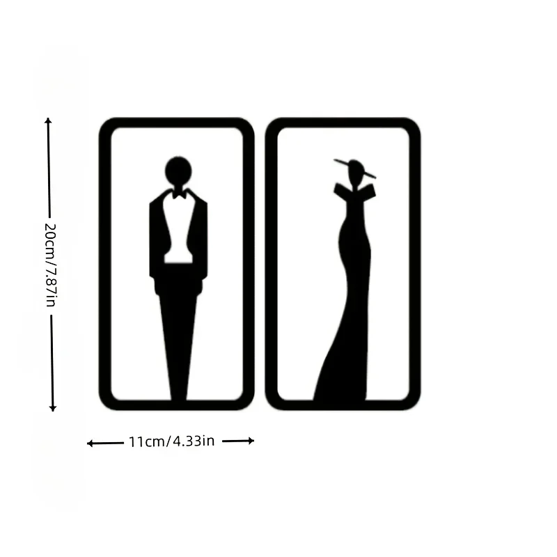 [2D Flat] 2pcs Stylish Bathroom Door Indicators with Modern Abstract Design  Elegant   Iron Restroom Signs for Men and Women