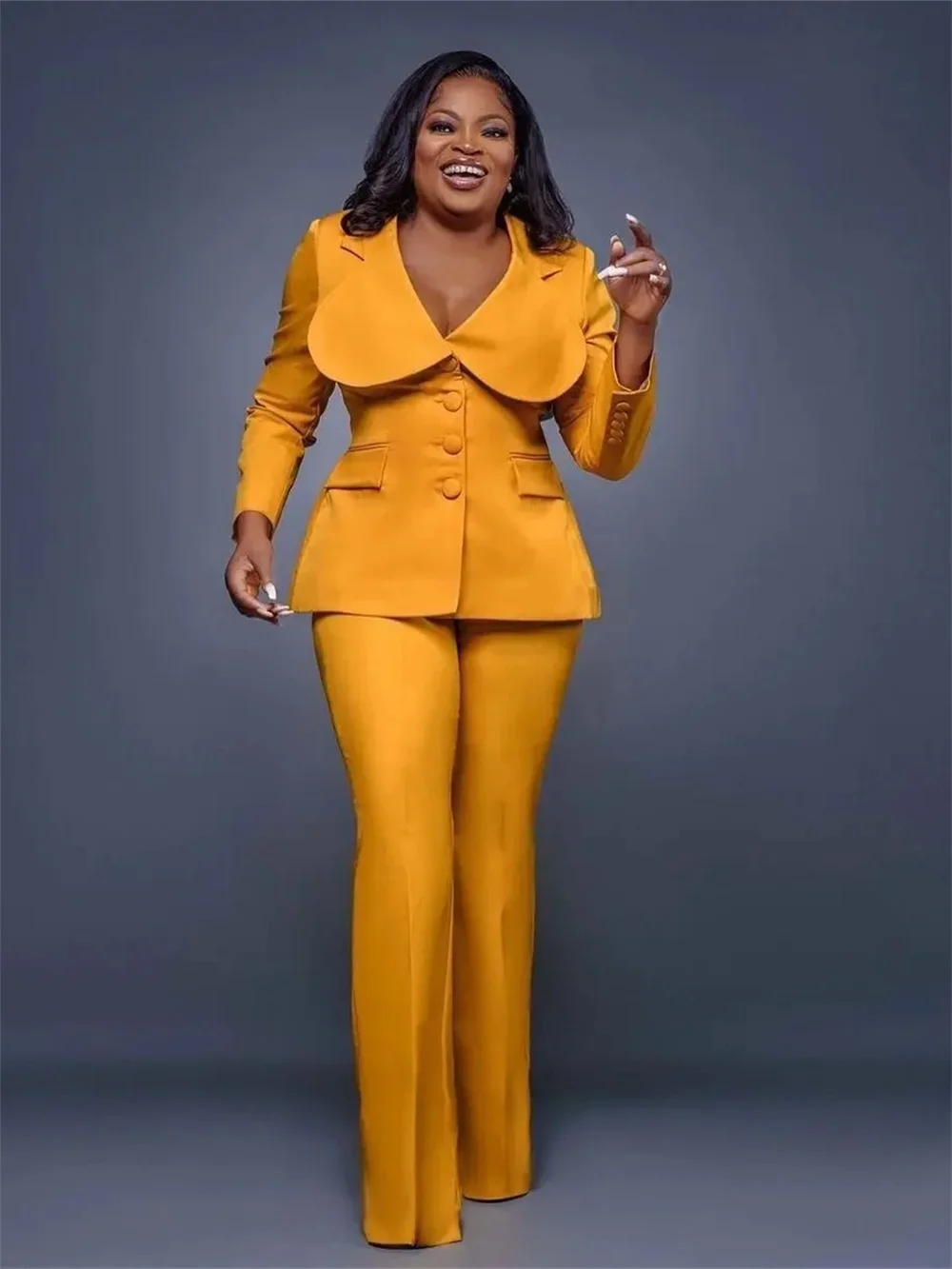 Elegant Single Breasted Blazer for Mother of the Bride, Custom Made, Butterfly Collar, Plus Size, Daily Formal Gown