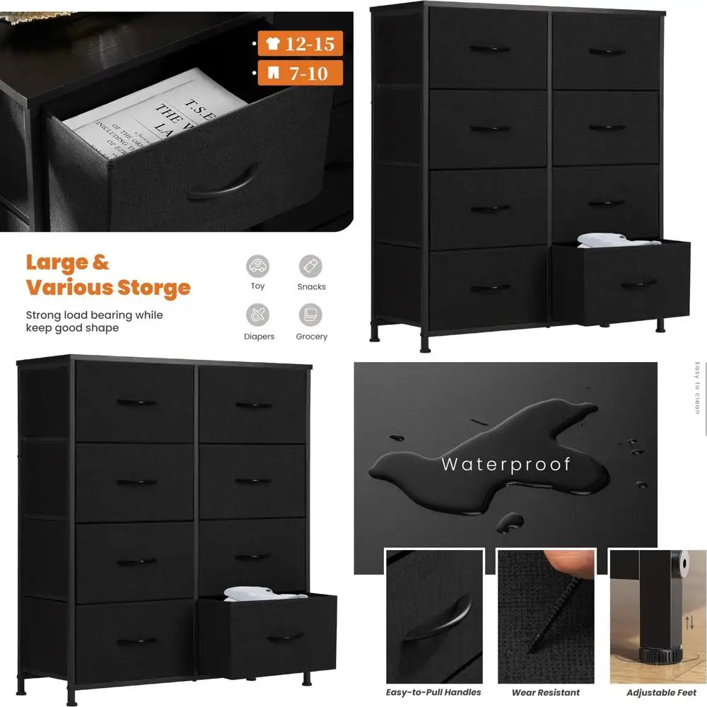 

8-Drawer Fabric Storage Tower with Steel Frame, Wooden Top for Bedroom, Nursery, Living Room, and Closet Organization