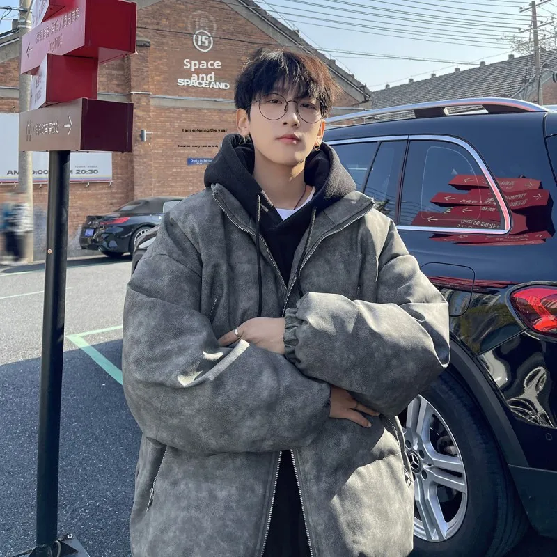 

Мужская куртка из искусственной кожи и хлопка в стиле ретро, утепленная, на молнии, с длинными рукавами, модная городская одежда