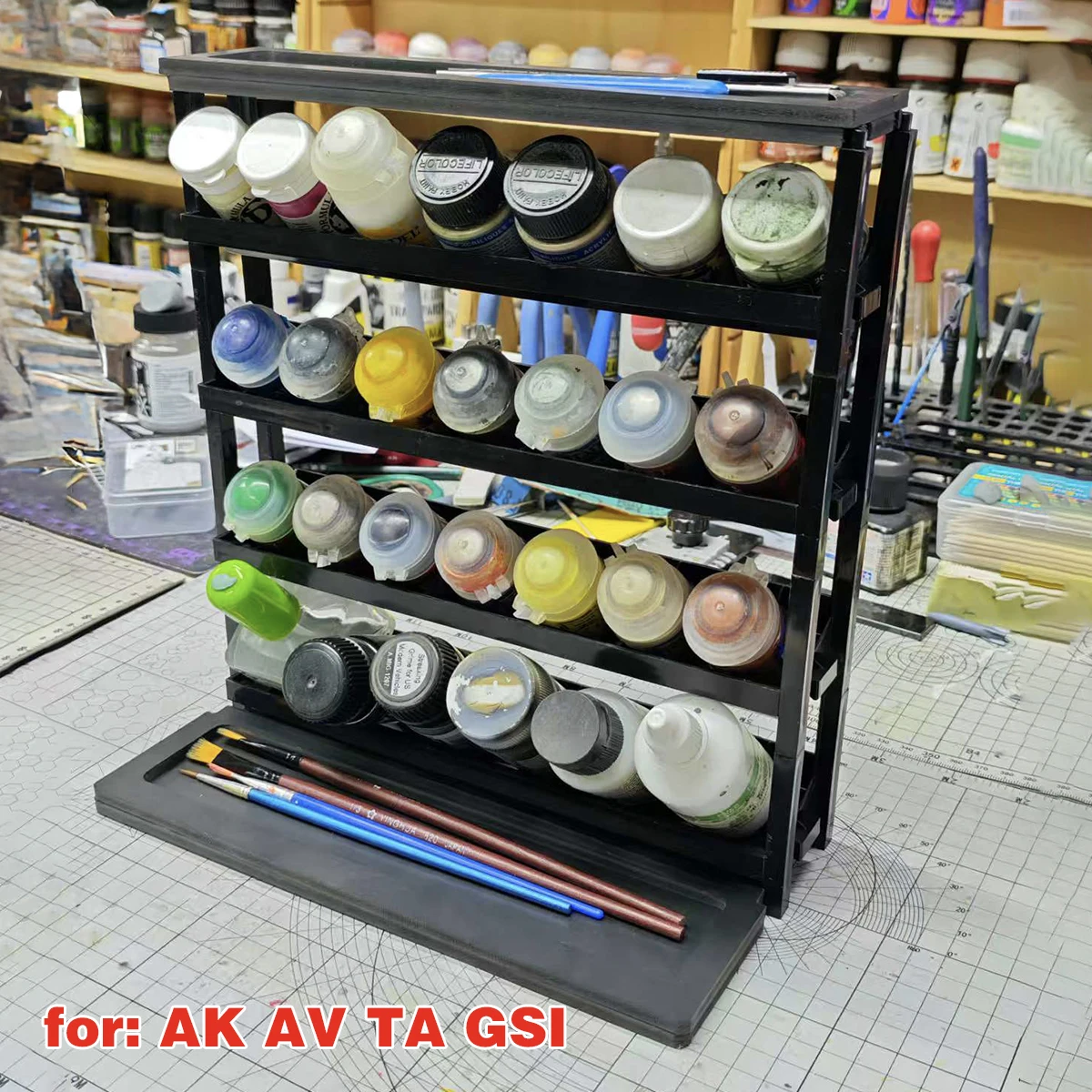 Modulares Farbregal zum Zusammenbauen, stapelbarer Desktop-Farbschrank zur Aufbewahrung von AK AK MIG GSI TA Malwerkzeugen – Detail 2