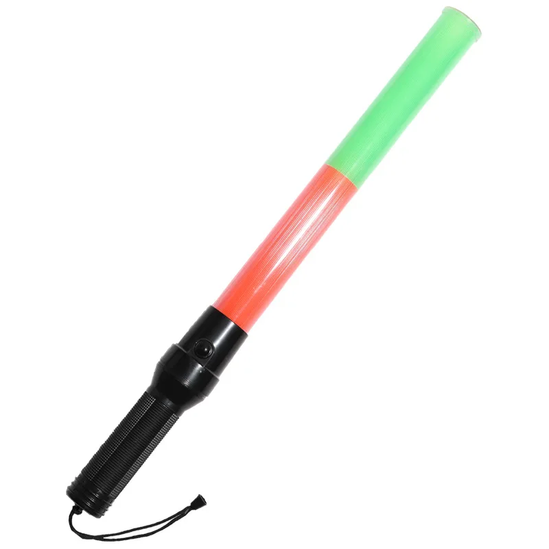 54CM Length Outdoor LED Red Green Flashing Light Road Traffic Signal Warning Hard PVC Wand Ref Safety Command Tool