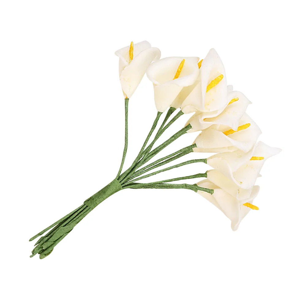 

12pcs Mini Artificial Bridal Flowers Bouquet PE Real Touch Flower (Ivory)