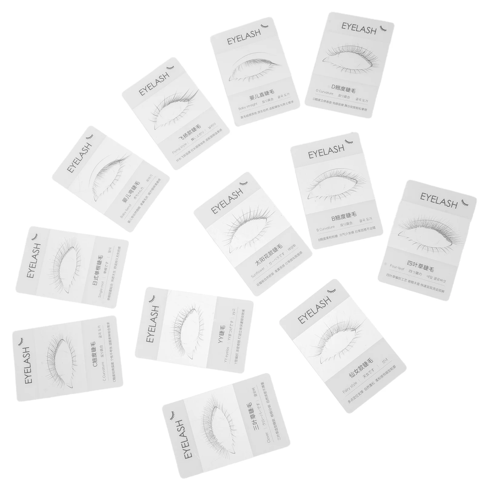 

12pcs Eyelash Try On Board: Lash Exhibit Tool For Style Comparison Portable False Eyelash Display Card Makeup Salon Extension