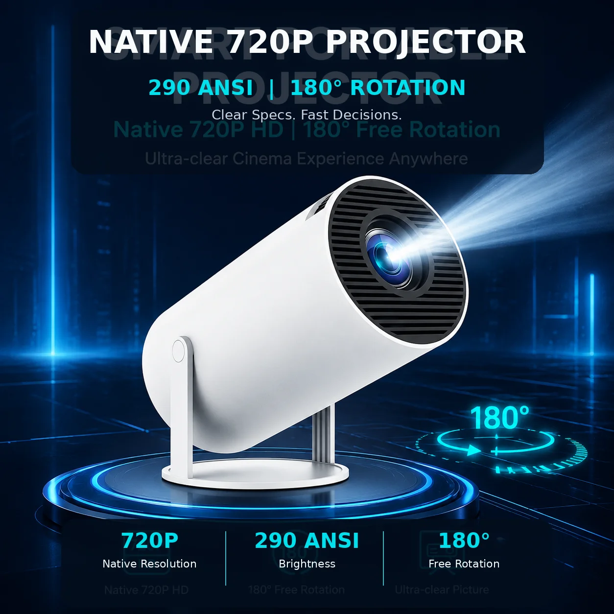 Home Cinema Compact - HY300 Smart Projector Native 720P Android