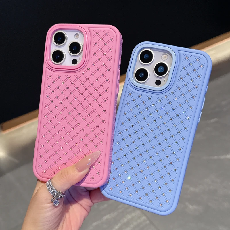 

Luxury Solid Color Matte Texture Glitter Shockproof Phone Case For iPhone 16 Pro Max E 14 11 12 13 15 Pro Max Bumper Back Cover