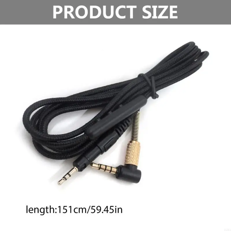 Cable auriculares calidad 62KA con micrófono diseñado para auriculares ATH M50X M40X M70X Cable trenzado resistente a enredos