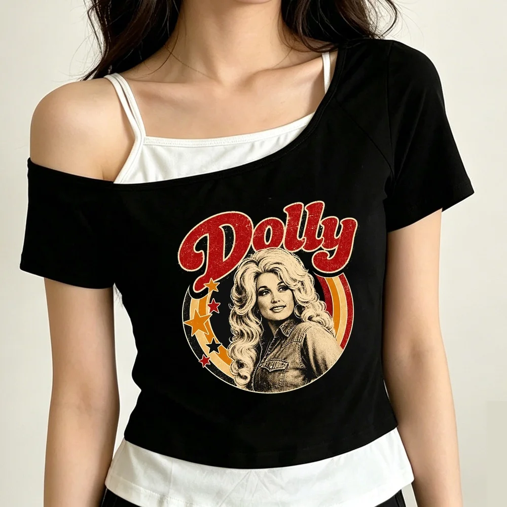 Dolly Parton cropped top girl y2k cutecore streetwear goth graphic tshirt gyaru y2k dollette funny 2000s