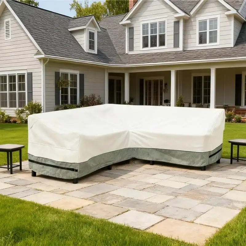 L Shaped Outdoor Patio Sectional Sofa Cover Waterproof UV Resistant Garden Corner Sofa Cover Outdoor Furniture Protective Cover