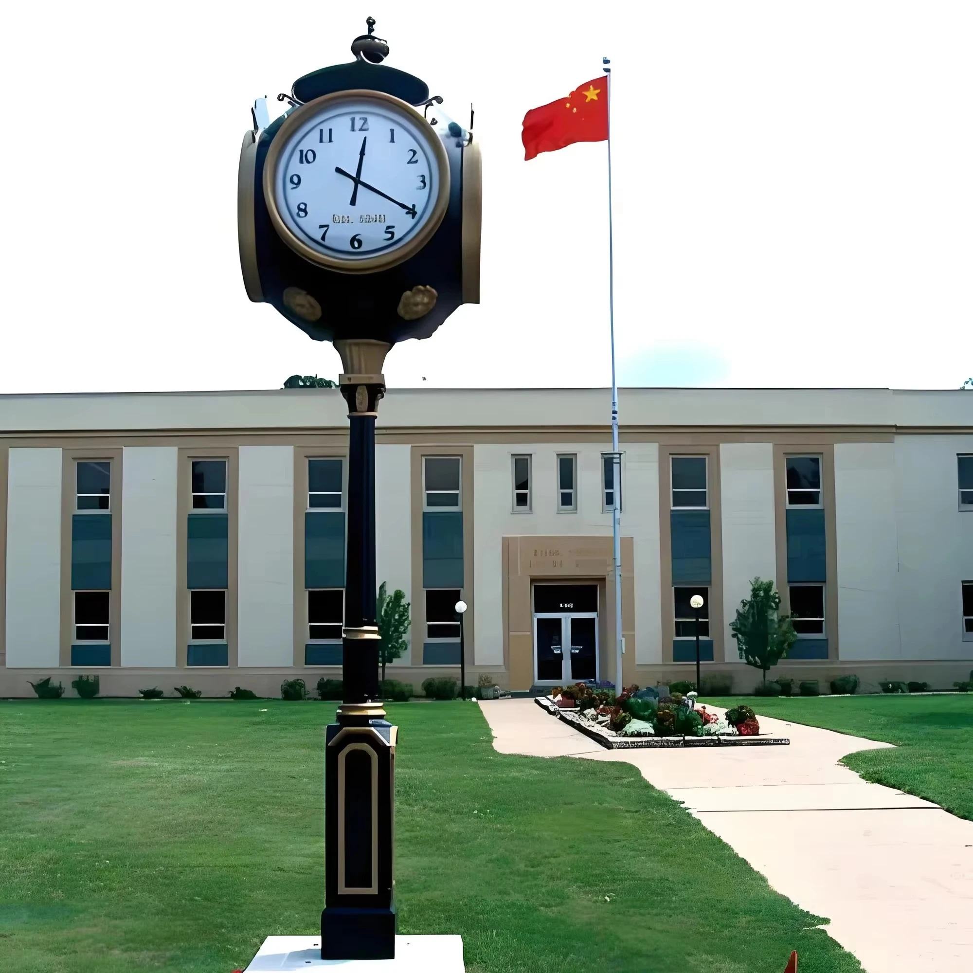 Double-sided electric street clock sand-proof luminous panel with contemporary needle display lighting chime