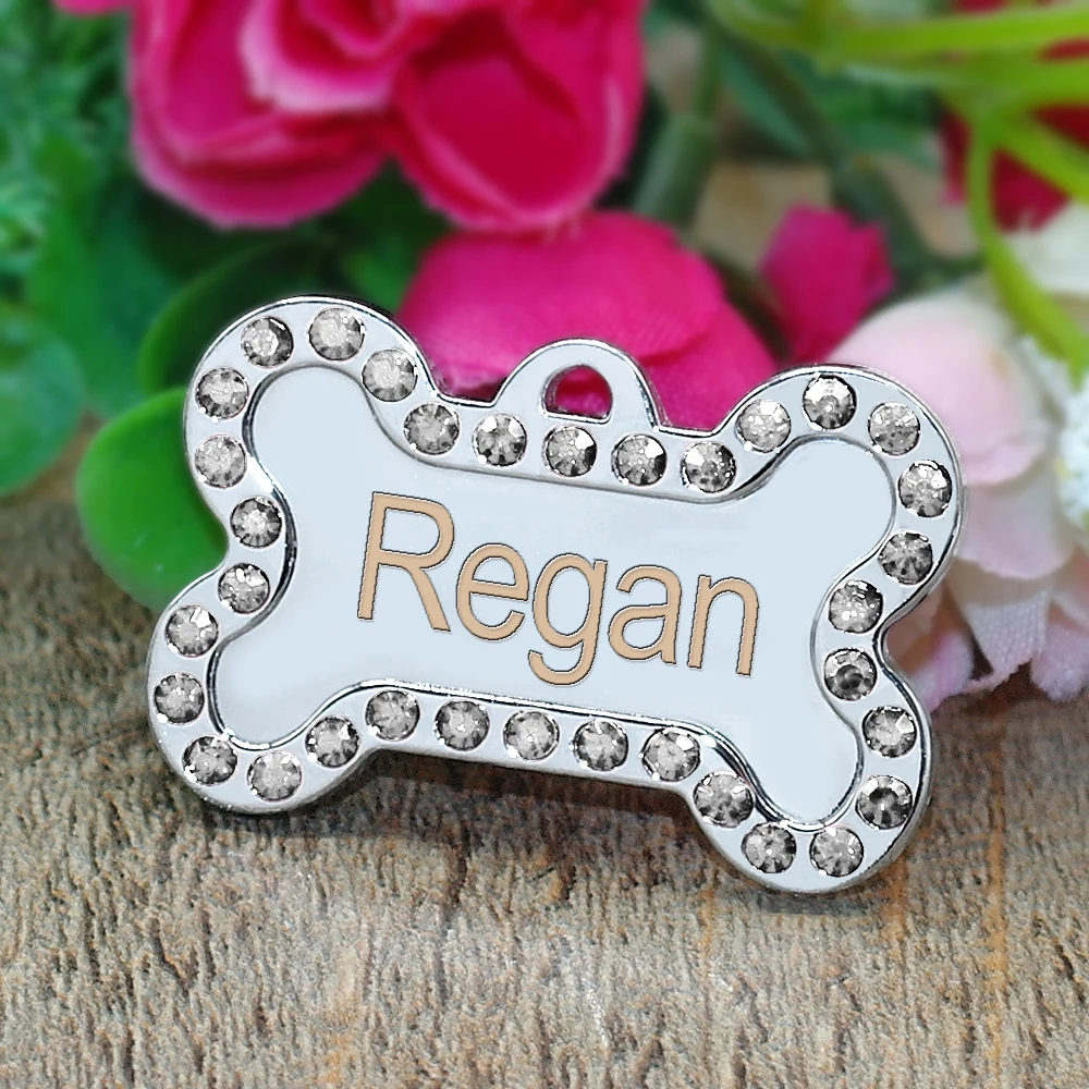 Personalized Bone Dog Cat ID Tag Dog Collar Accessories Customized Engraved Cat Puppy Name Tag Free Engraved for Chihuahua Pug