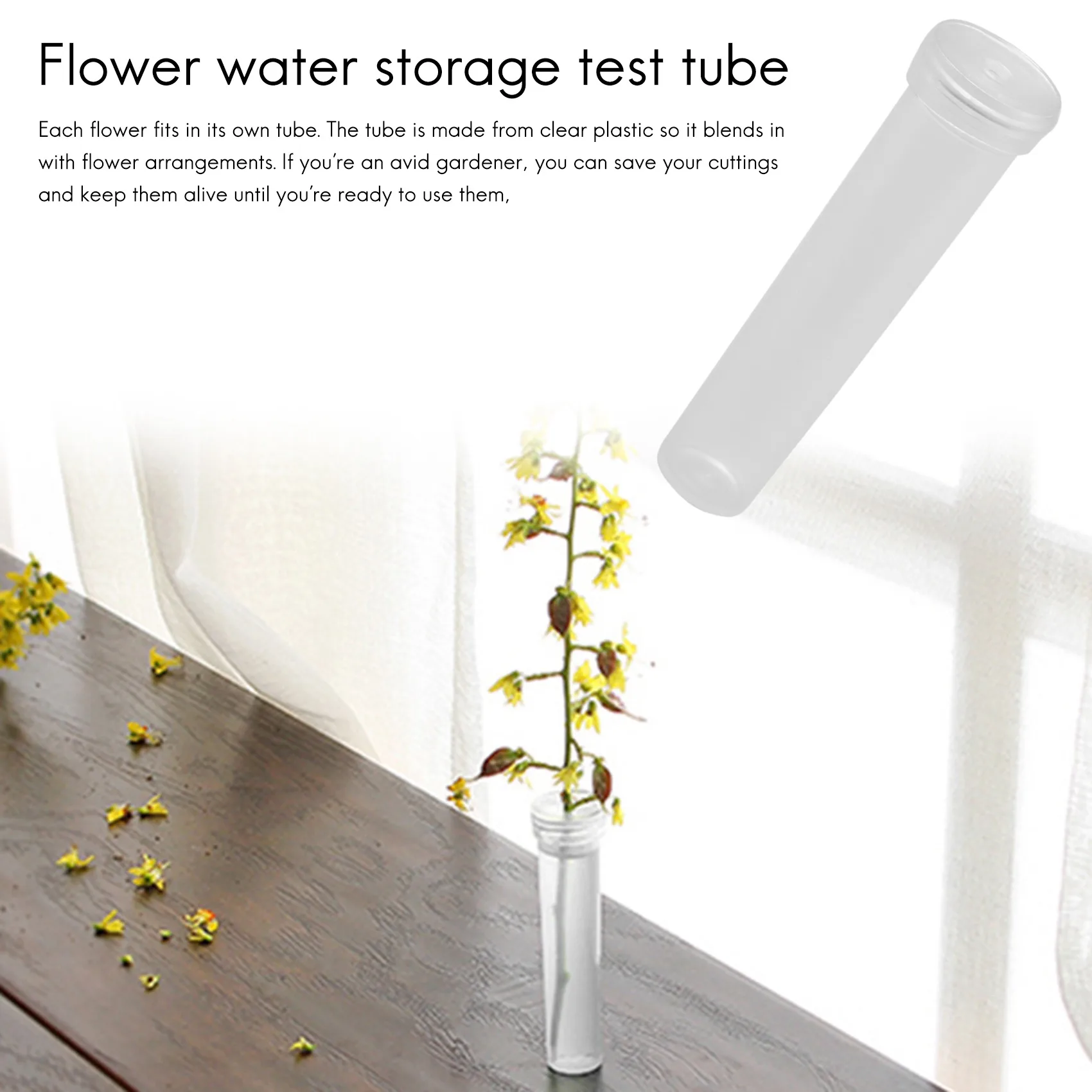A21Q -Floral Tube 100-Pack Flower Tube, Flower Vials, Floral Water Tube For Flower Arrangements,Clear Plastic,0.6 X 0.6 X 2.8 In