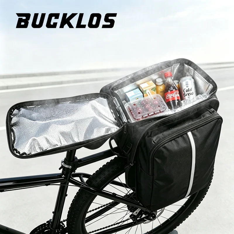 BUCKLOS Fahrrad-Gepäckträgertaschen, große Kapazität 19L, Hartschale, wasserdicht, Reisegepäck, doppelseitige Fahrrad-Gepäckträgertasche, multifunktionale Handtasche, PU+EVA+Jacquard-Nylon,