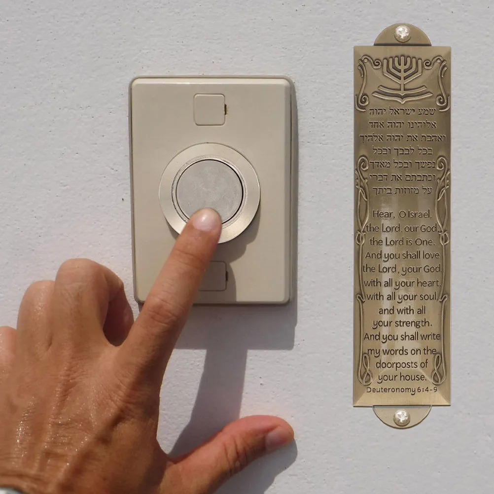 Metal Mezuzah Plaque 2 Sets Detailed Jewish Doorpost Ornament Religious Home Decor Spiritual Symbol