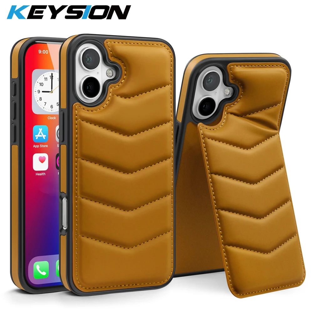 KEYSION Luxuxy PU Leather Card Pocket Case for MagSafe for iPhone 16 16 Plus Magnetic Kickstand Phone Cover for iPhone 15 15Plus