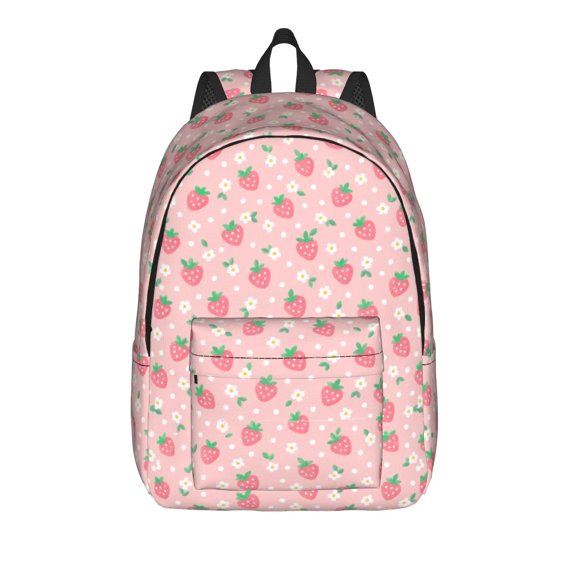 Soft Strawberry Pattern Backpack Female  Soft Backpacks Polyester Elegant School Bags Cycling Design Rucksack