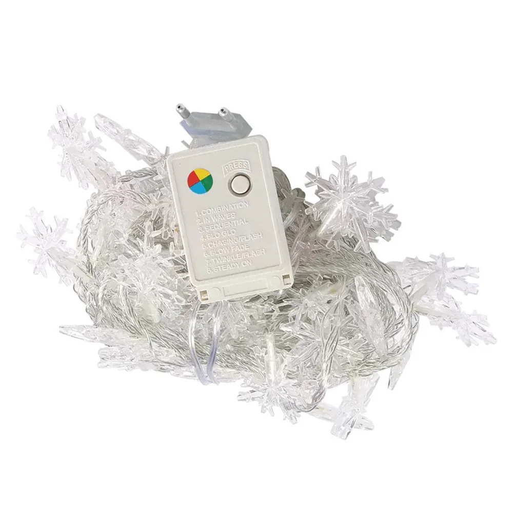 1 pçs floco de neve lâmpada corda led luz poupança energia decoração festa natal luz da corda ornamento da árvore natal