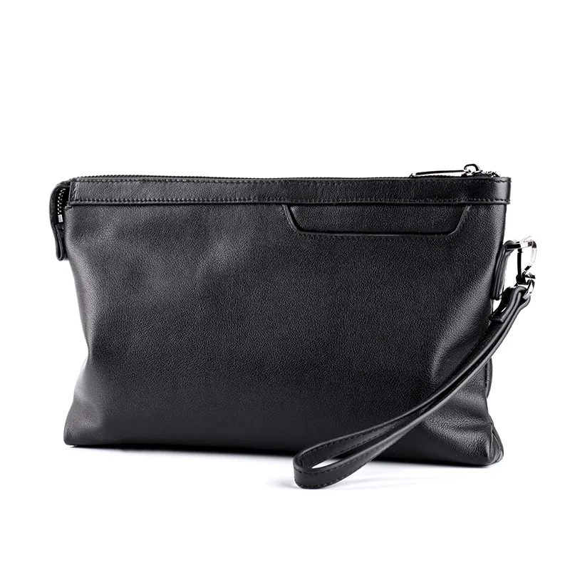 Wmnuo-macio couro envelope saco para homens, bolsa de couro genuíno, embreagem carteira, bolso do telefone, marca quente