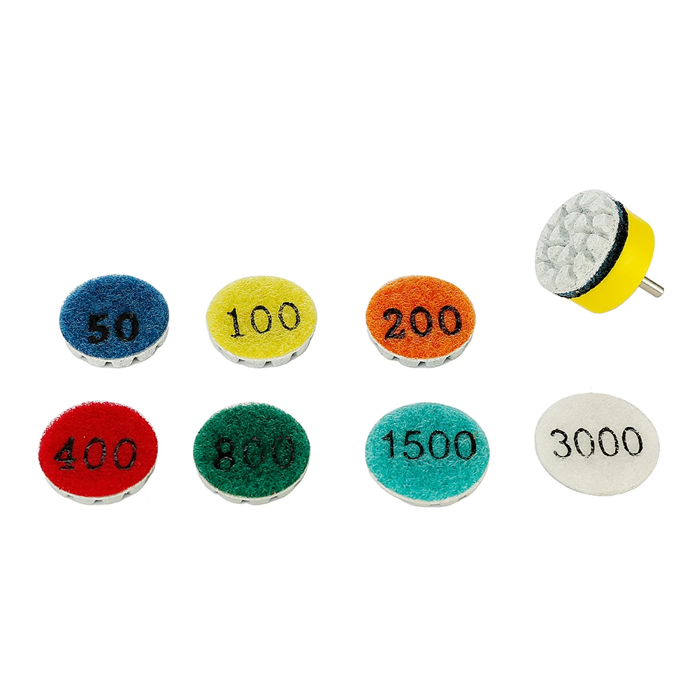 1-inch Diamond Polishing Pad 25mm Mini Wet Dry Sanding Disc with 2.35mm/3mm Shank Backing Holder for Jade Marble Polish Gloss