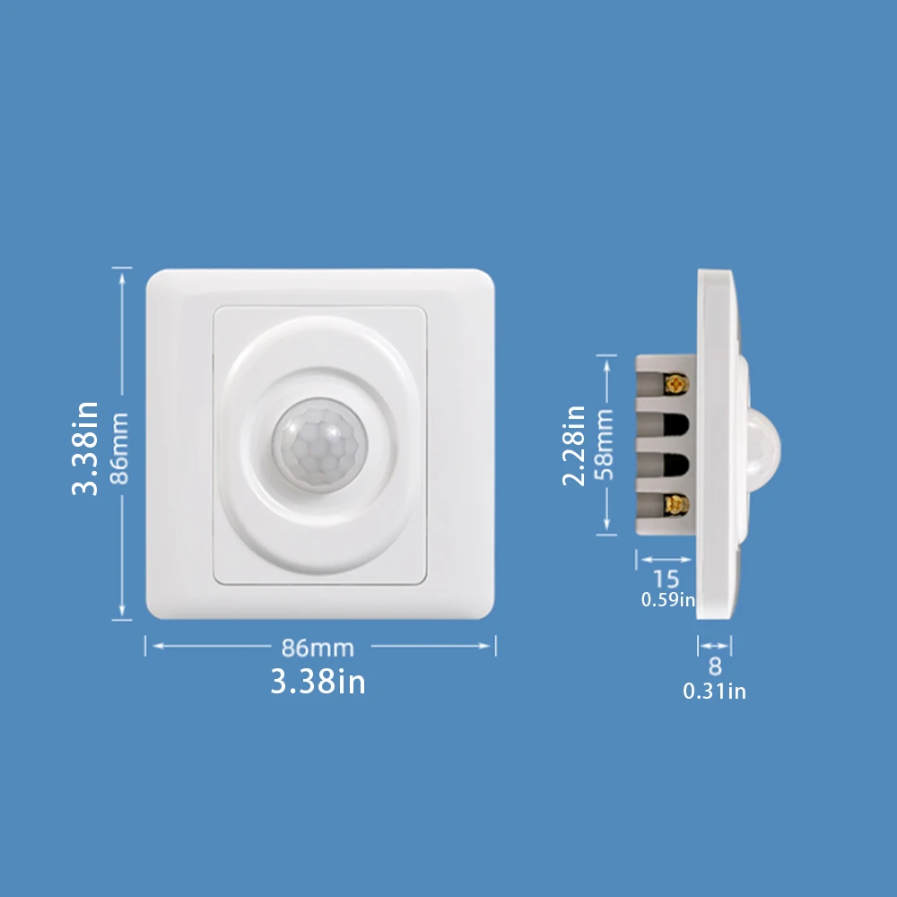 AC 220V LED PIR Motion Sensor Light Switch with 86-Type Infrared Human Body Detection, Auto On/Off, Smart Switch for Hallways