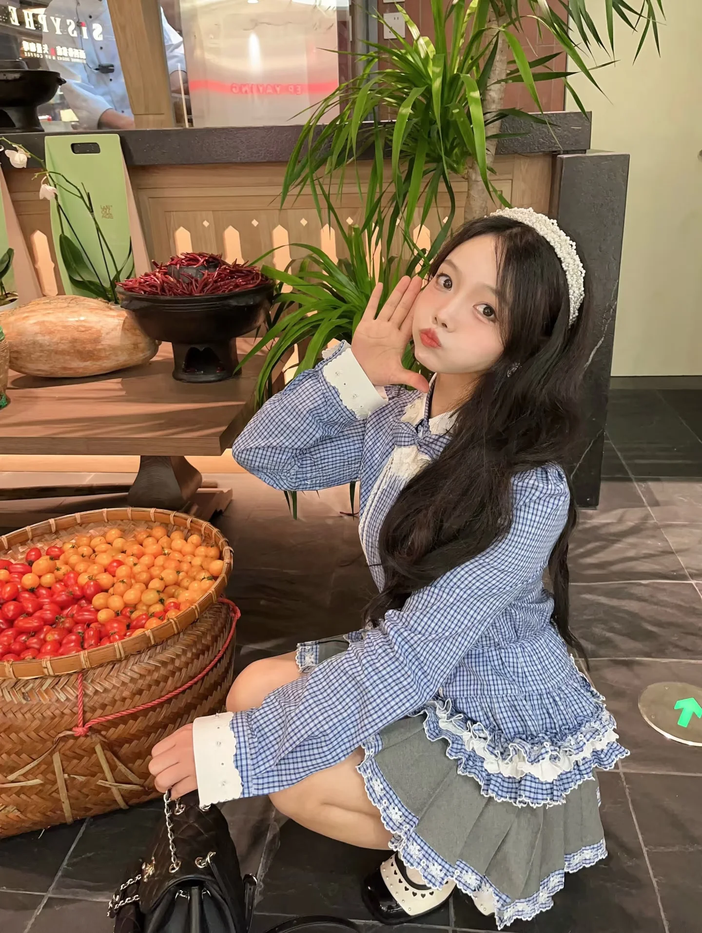 

Faionable Heavyweight Plaid Lace Trim Belted Top Small Jaet f Skirt Set Women's Autumn New Arrival Cute Sle Button S...