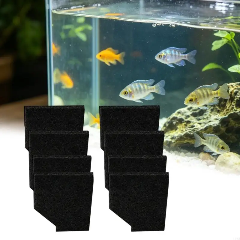 F19B Routine Filter Change Media Pack, 8 Black Polyurethane Water Inserts 4.02 x 4.37 in for Pet Fish Use, Regular Service, and