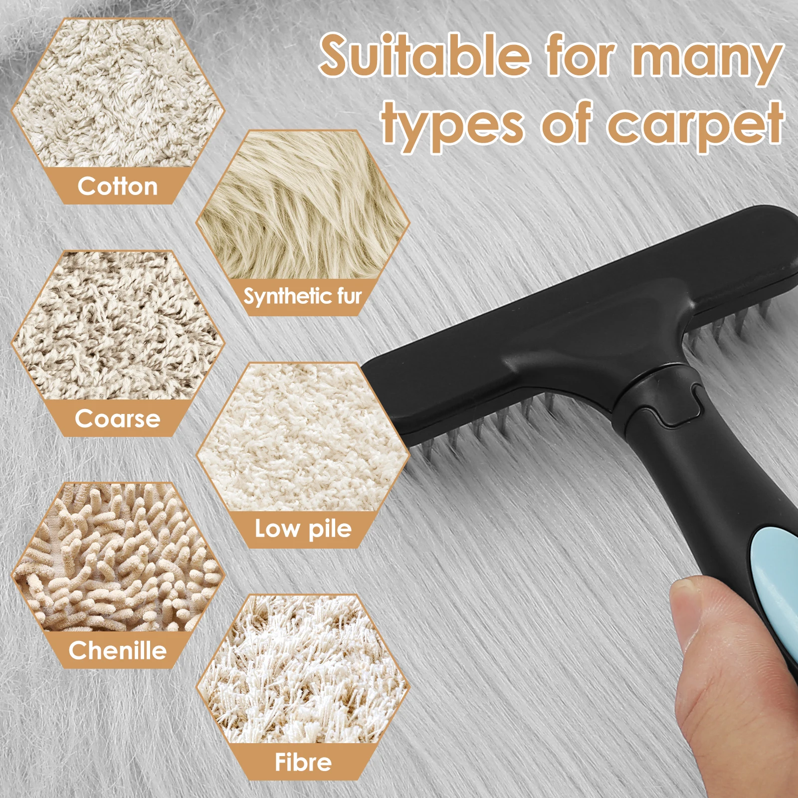 Carpet Restoration Carpet Rake Hair Cleaner Suitable for Rake Comb for Dogs Cats Slicone Handle Deshedding Brush furniture Tools