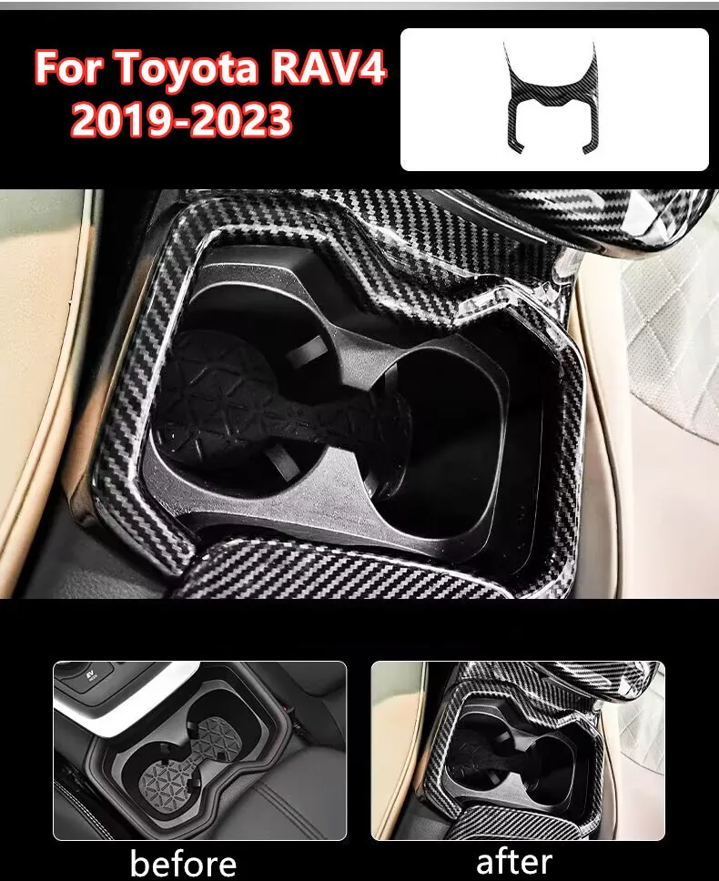 For Toyota RAV4 2019-2023 Carbon Fiber Center Console Water Cup Holder Frame