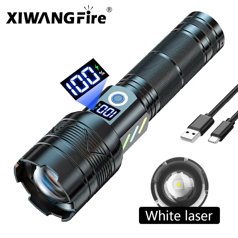 XIWANGFIRE 60W torcia a LED ad alta potenza forte luce a lungo raggio ricarica USB 26650 batteria Zoom esterno torcia Super luminosa