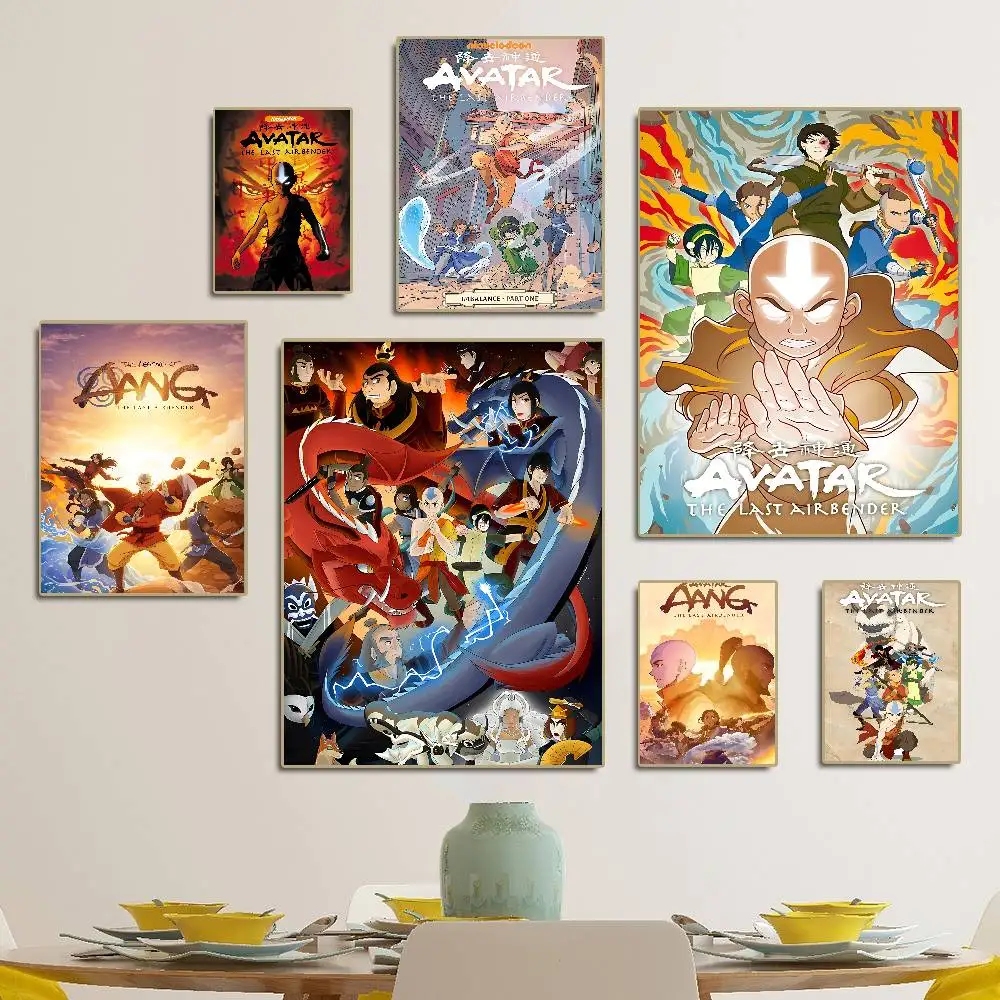 A-Avatar The Last A-Airbender Movie Sticky Posters Retro Kraft Paper Sticker DIY Room Bar Cafe Aesthetic Art Wall Painting