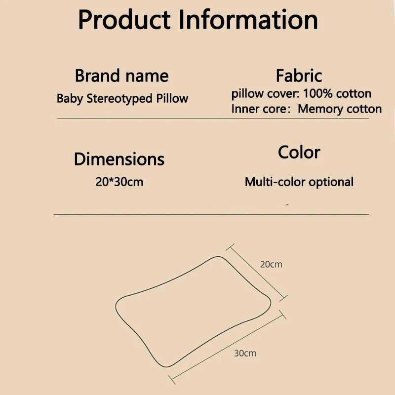 Baby Pillow Newborn Sleep Memory Foam Pillow 20x30mm Concave Anti-offset Cartoon Pattern Baby Bed Pillow 0-1 Year