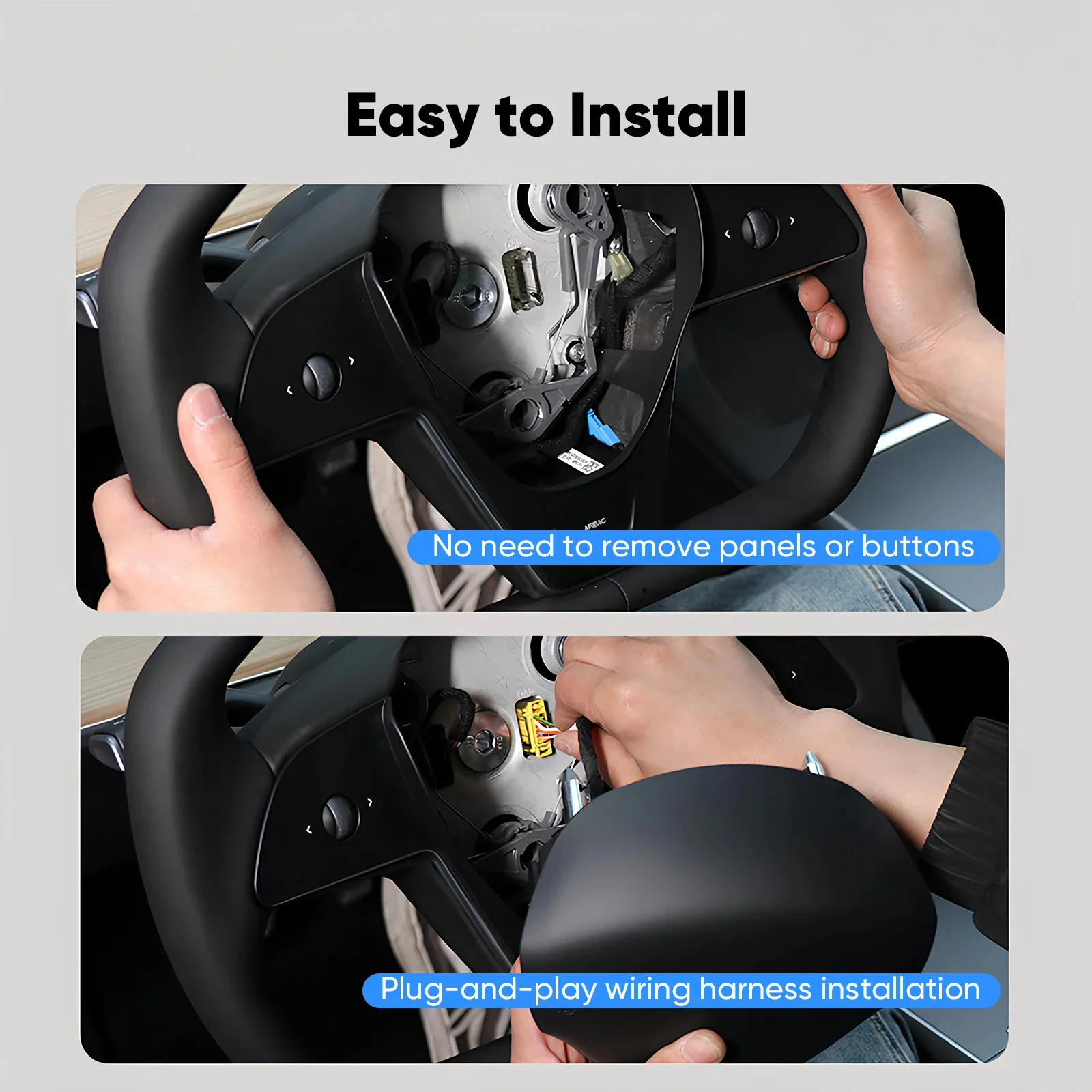 Mais novo estilo cybertruck alça de jugo para tesla modelo y 3 jugo volante com aquecimento acessórios de couro do volante do carro