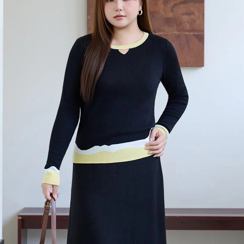

XXXL Fashion Plus Size Women's Sweater Premium Minimalist Slim Gradient Bright Color Wool Knitted Jumpers Antumn Winter 9412