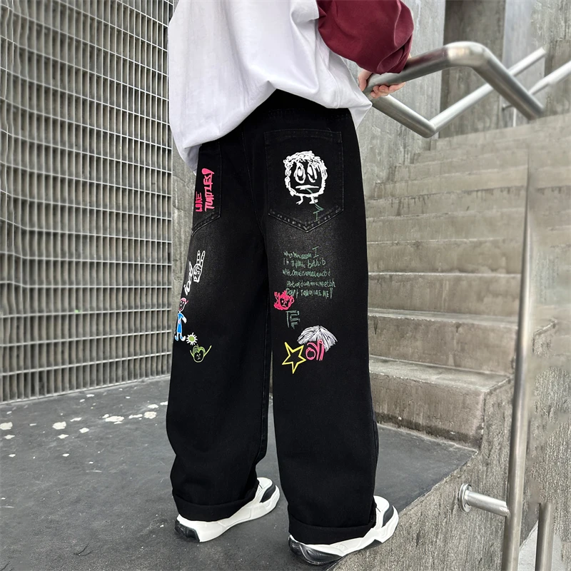 ZOETOPKID Kids Jeans with Drawing for Boys Girls Casual Streetwear Denim Pants Unisex Child Straight Fit Jeans Trousers 5 ZOETOPKID Kids Jeans with Drawing for Boys Girls Casual Streetwear Denim Pants Unisex Child Straight Fit Jeans Trousers 5
