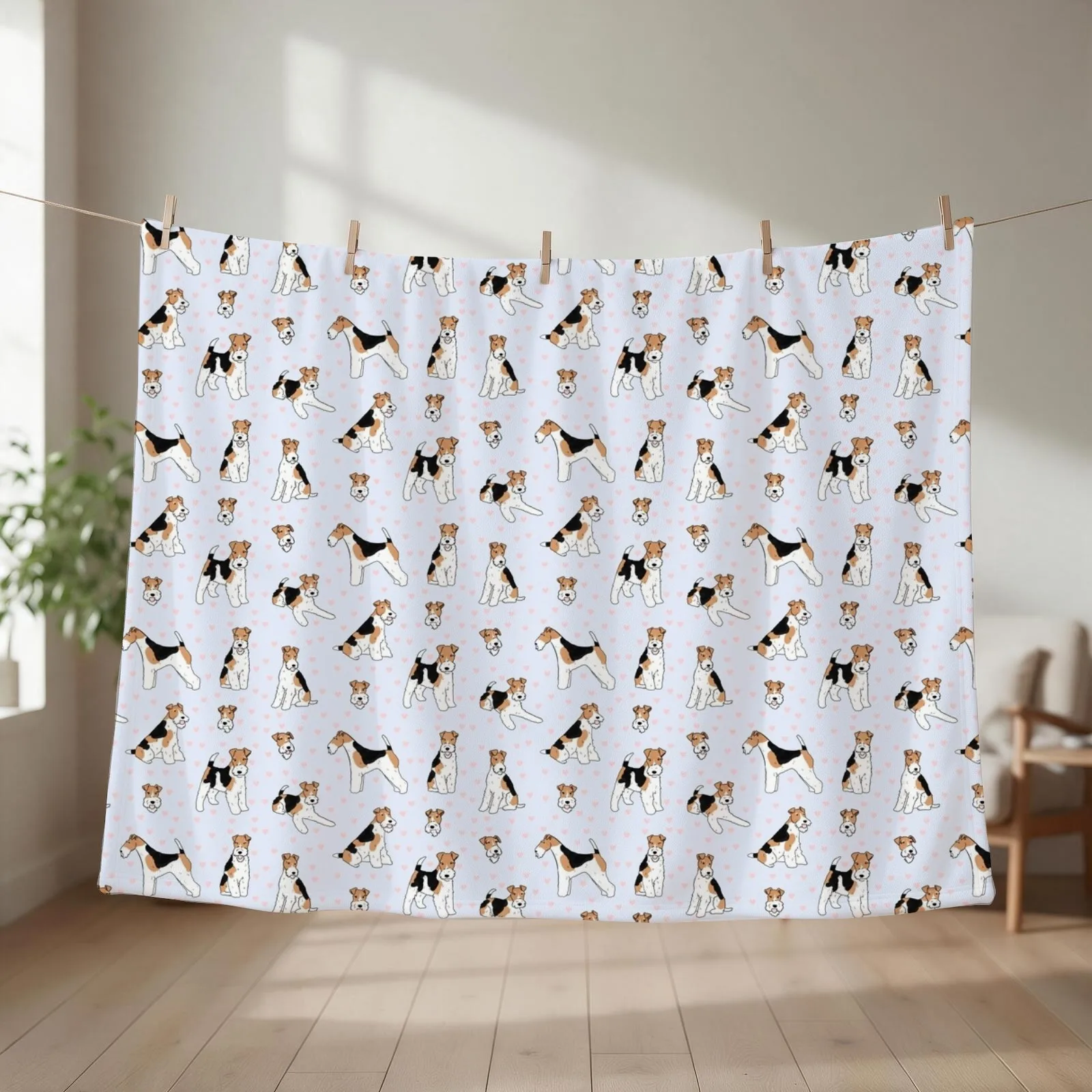 Wire Fox Terrier cute illustration pack Throw Blanket couch cozy soft plush fuzzy picnic outdoor blanket