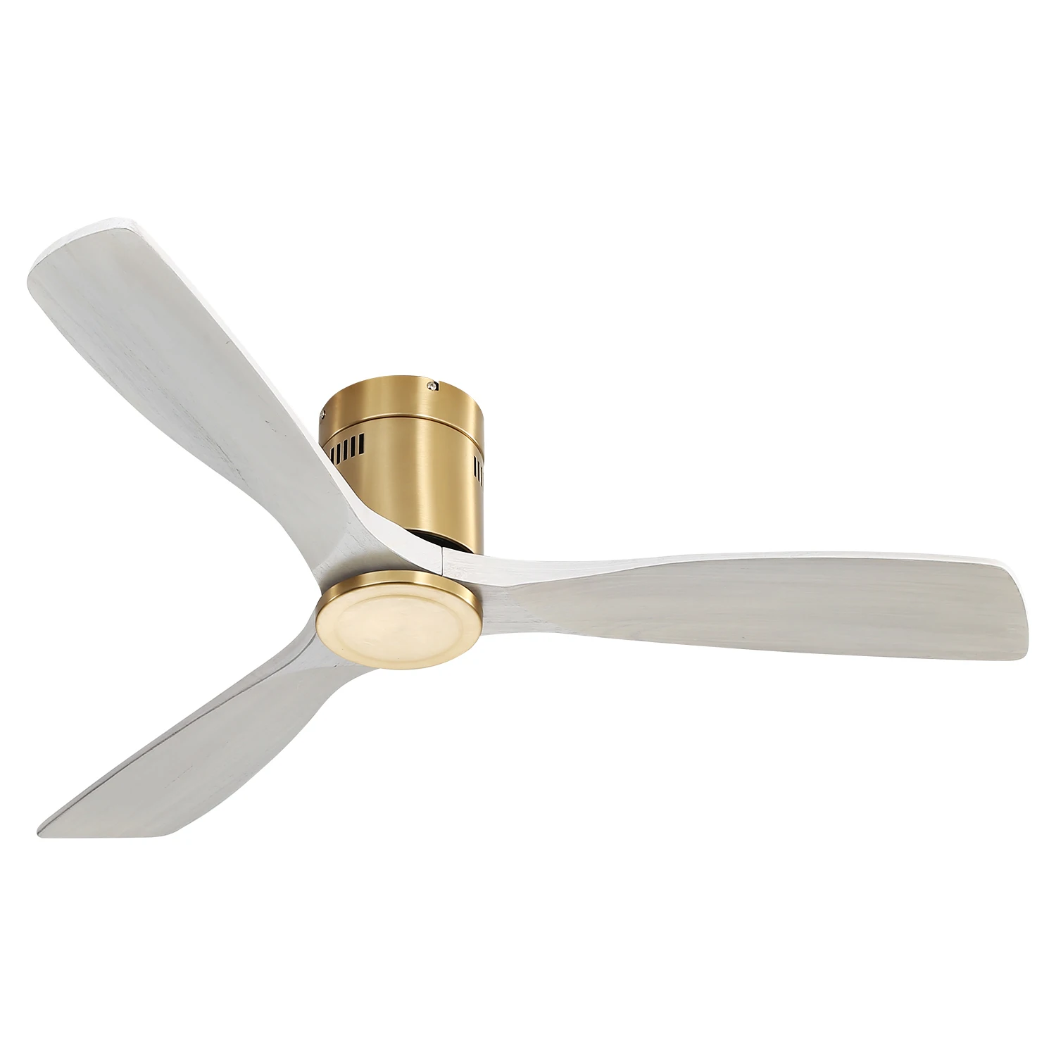 

52 Inch Low Profile Ceiling Fan DC 3 Solid Wood Fan Blade Noiseless Reversible Motor Remote Control Without Light