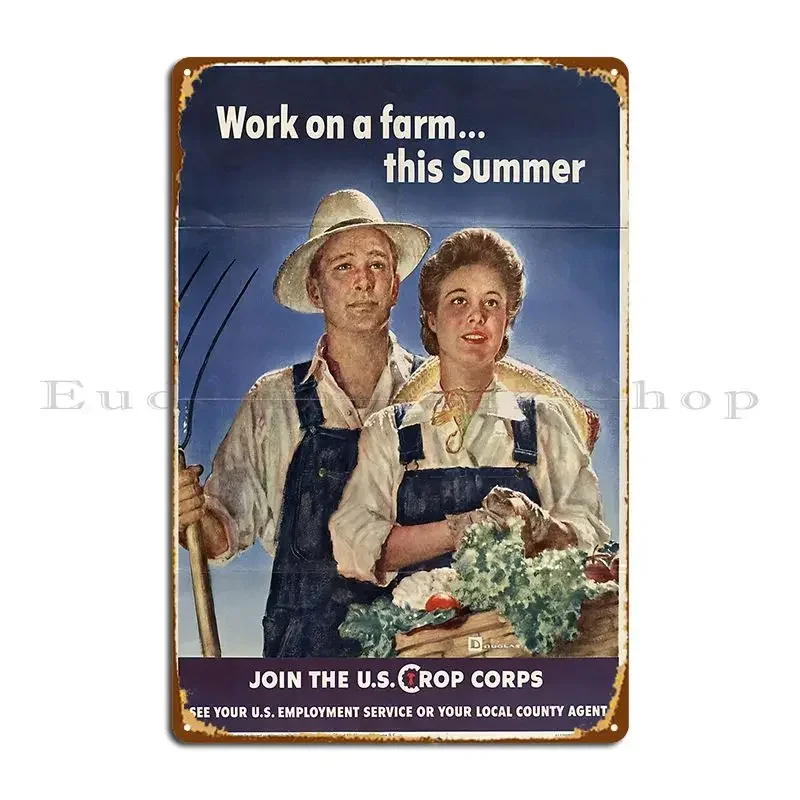 Wwii Propaganda Poster U S Crop Corps Metal Plaque Club Party Garage Garage Customized Tin Sign Poster