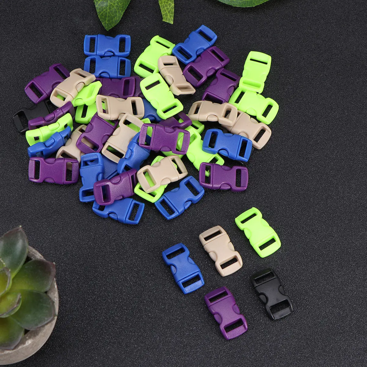 50Pcs Plastic Strap Buckles Heavy Duty Side Release Buckle Clips Random Colors for Paracord Bracelets Dog Collars Suitcase