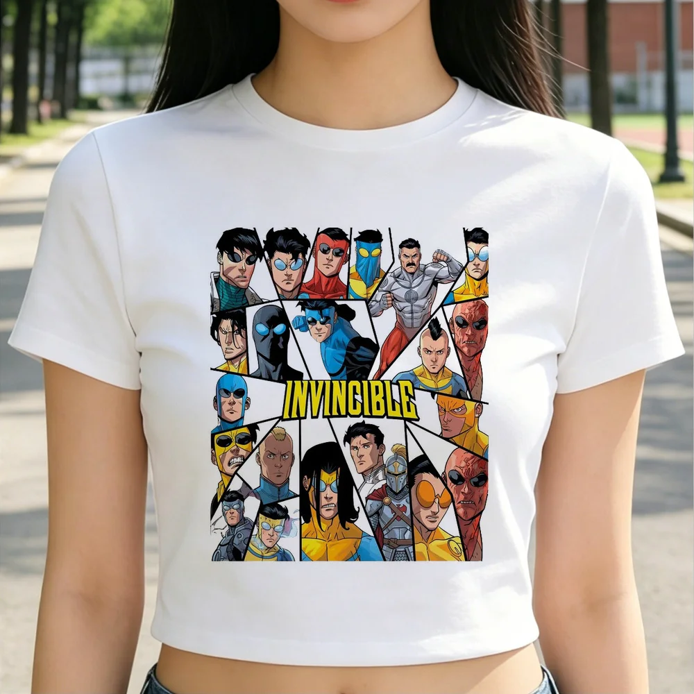 Invincible crop top shoujo goth manga 2000s party korean fashion top tees party y2k goth