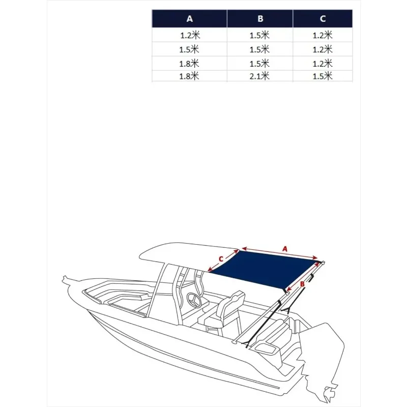 T-Top Boat Shade Stern Shade Extension Boat-Cover Shade NO Stand Top Canopy Water Sun Proof UV Protection