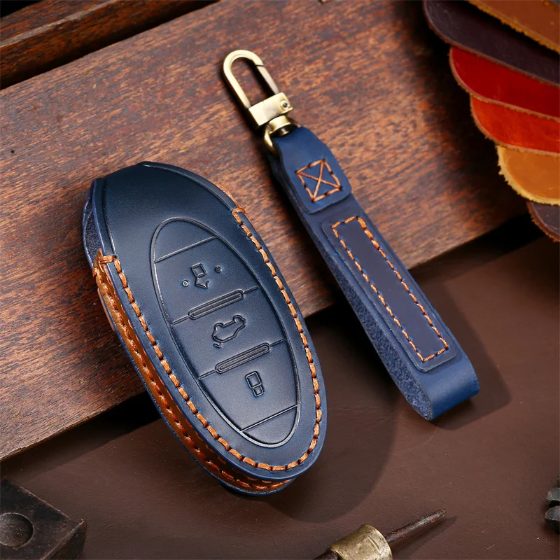 3 Button Leather Car Key Case Auto Key Protection Cover for FAW Bestune T33 T77 T99 Car Holder Shell Car-Styling Accessories