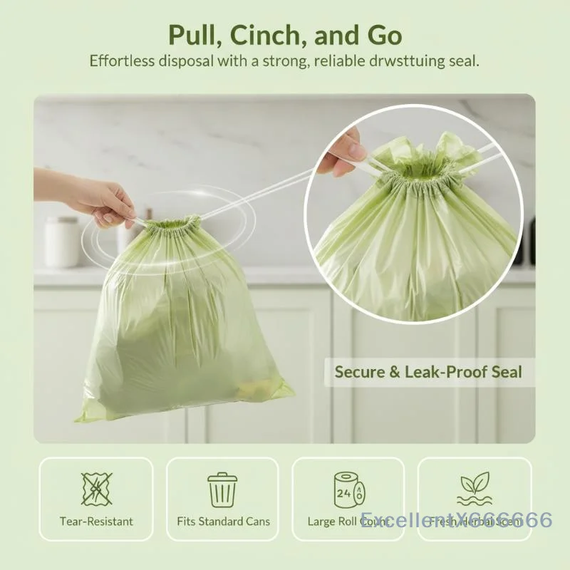 Flat Top Disposable Plastic Garbage Bags Pre-cut Odor Resistant Color Trash Bags for Home Kitchen Cleaning Needs
