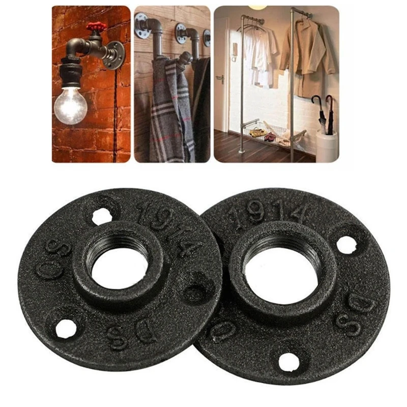 3/4 "Phụ kiện ống sắt mặt bích có ren dễ uốn trên tường Giá tường màu đen Thả vận chuyển