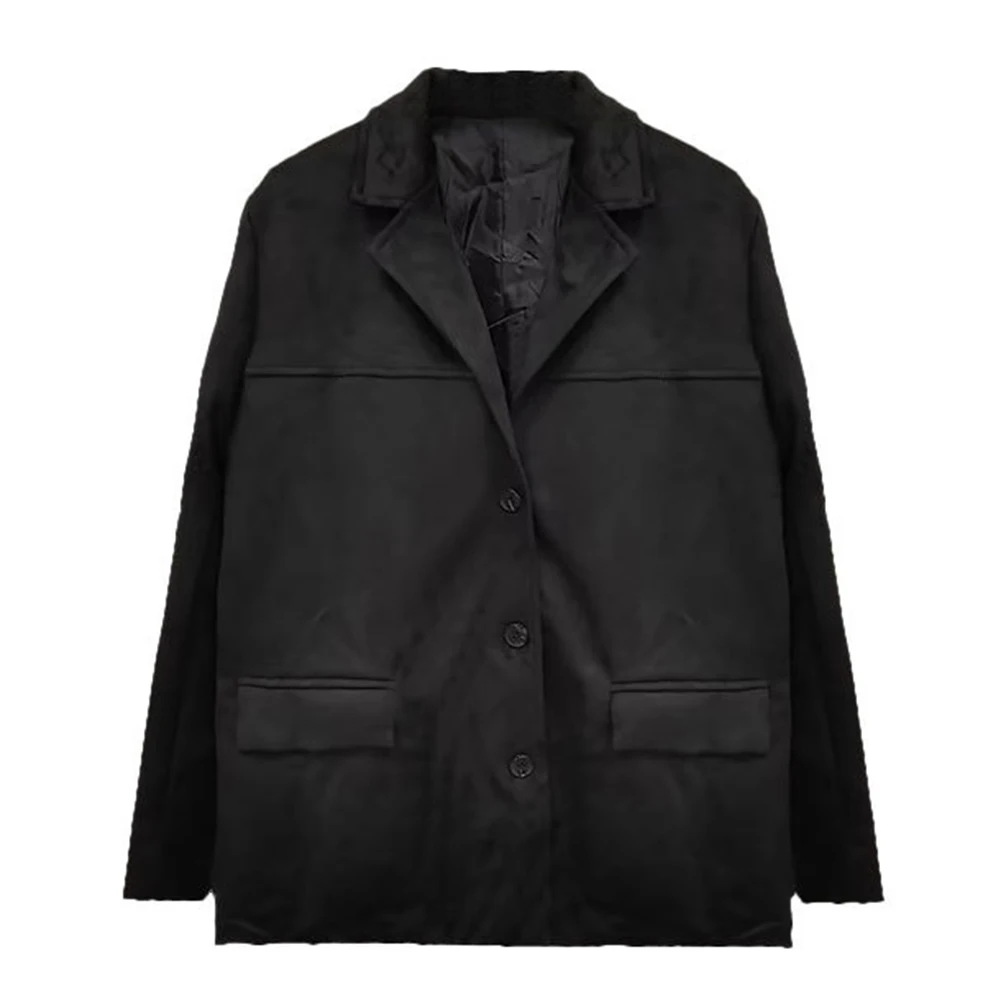 Casual reversjack met lange mouwen voor dames, uitloper met enkele rij knopen, losse pasvorm, comfortabele tops, ideaal voor dagelijks gebruik