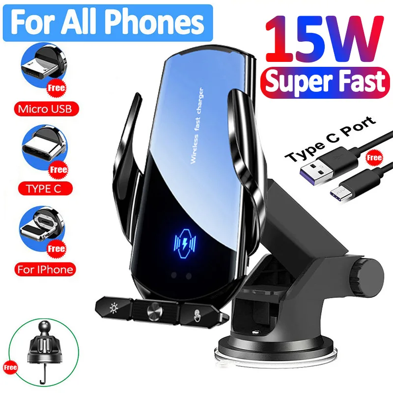 15W Car Wireless Charger Magnetic  Fast Charging Station Air Vent Stand Phone Holder For iPhone14 13 8 Pro Max Samsung Xiaomi