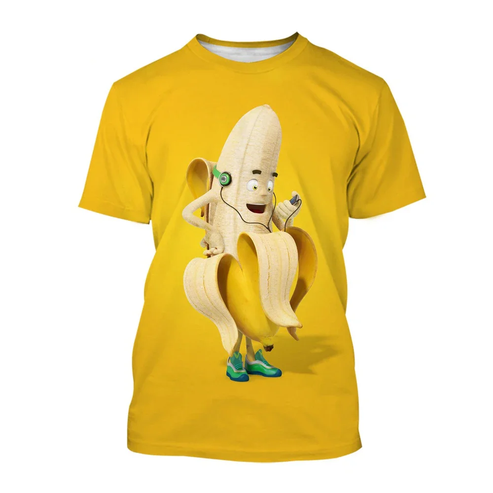 2024 Casual Fruit Design Fun Banana 3D Printed T-shirt New Fashion Unisex Hip Hop Street Short Sleeve Top T-shirt New Kids Shirt