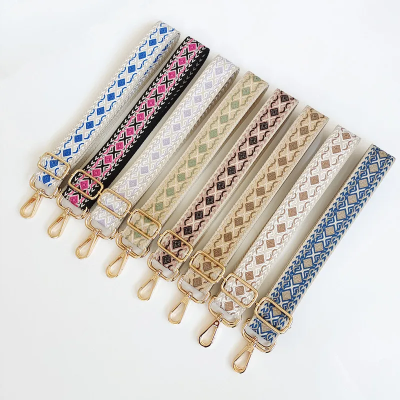 New Thickened Canvas Webbing Colored Rhombus Adjustable Shoulder Crossbody Long Strap Women's Bag Parts Accessories Broadband