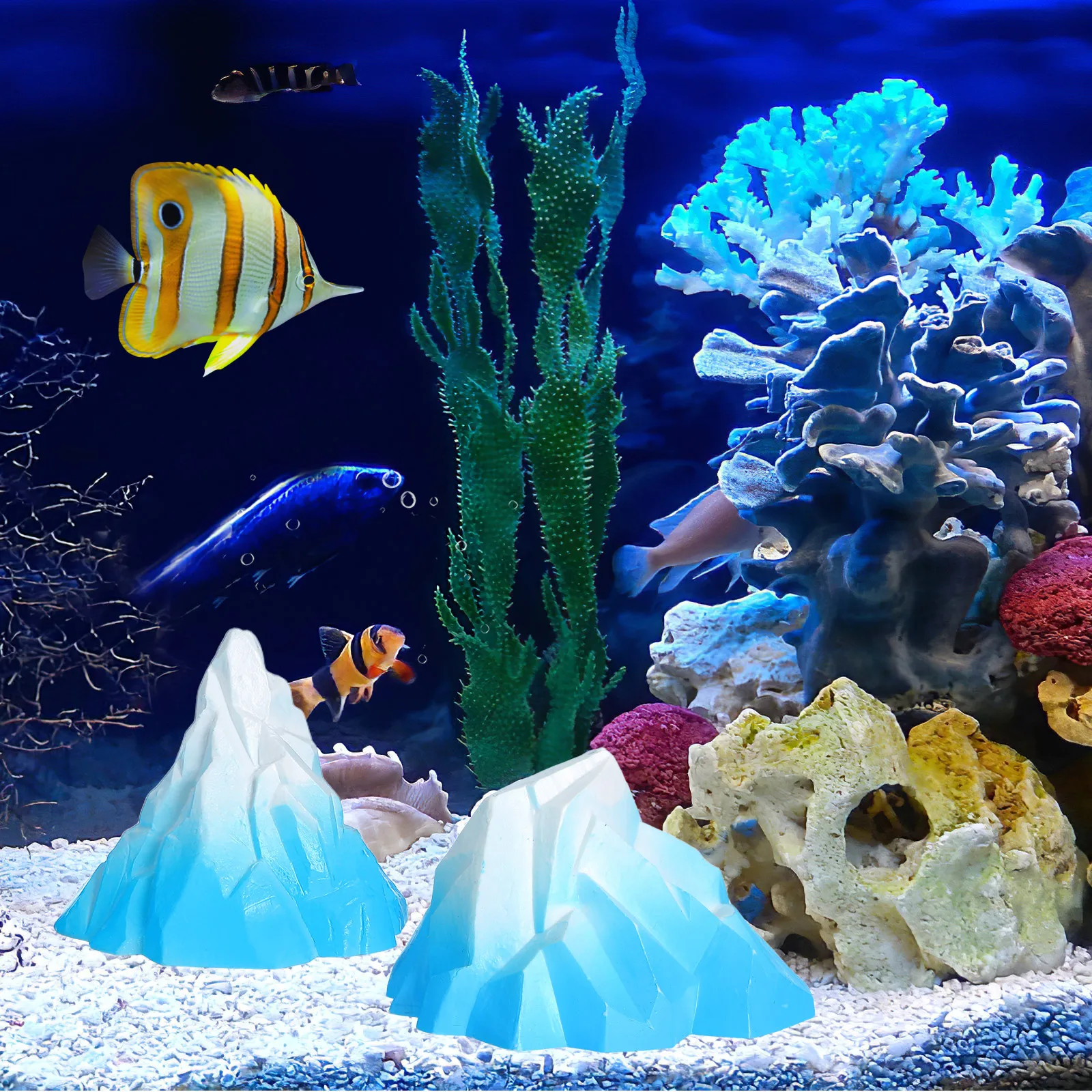 

2Pcs Aquarium Ice Mountains Fish Tank Decorations Steady Standing Good Decorative Effect Unique Artistic Atmosphere Home